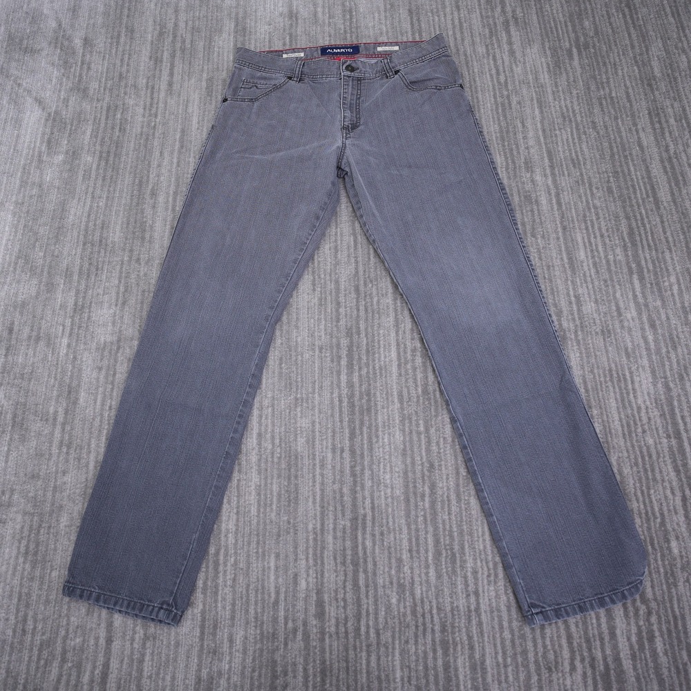 Alberto Modern Fit T400 Denim Gray Jeans Mens 34 (33)x31 Straight Leg Pants